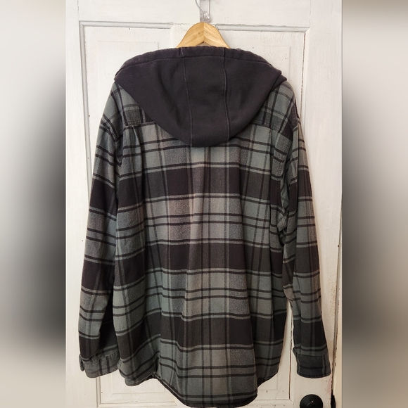 Carhartt Rugged Flex® Relaxed Fit Flannel Fleece Lined Hooded Shirt Jac in Elm - Picture 5 of 12